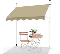 VOUNOT® Auvent rétractable manuel 250cm Beige - Sans perçage - Hauteur et inclinaison réglable - Store banne avec manivelle