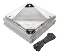 VOUNOT® Bâche de protection 1,5x6 mètres, 180 g/m², imperméable, bâche pour camion avec œillets, bâche en tissu, blanche
