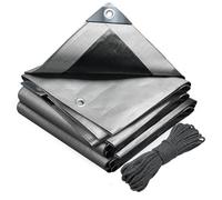 VOUNOT® Bâche de Protection en Polyéthylène 180g/m² Bâche Imperméable Ultra Lourde et Résistante Revêtue des Deux côtés avec Oeillets en Aluminium Couverture Étanche pour Jardin et Piscine Gris 4x8m