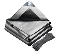VOUNOT® Bâche de Protection en Polyéthylène 180g/m² Bâche Imperméable Ultra Lourde et Résistante Revêtue des Deux côtés avec Oeillets en Aluminium Couverture Étanche pour Jardin et Piscine Gris 6x8m