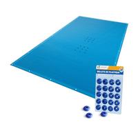 VOUNOT® Bâche piscine 4x7m avec oeillets alu - Double couche - Polyéthylène 160g/m² - Couverture étanche bleu foncé