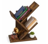 vounot® Bibliothèque Arbre Étagère à Livres 30x16x40.5cm Marron Rustique | Rangement pour Livres Magazines et CD, Étagère Verticale Peu Encombrante, Anti-basculement, pour Salon Chambre et Bureau