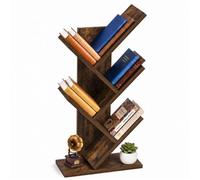 VOUNOT® Bibliothèque arbre étagère à livres 30x16x60cm - Anti-basculement - Marron Rustique