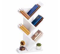 VOUNOT® Bibliothèque Arbre Étagère à Livres 30x16x60cm Blanc | Rangement pour Livres Magazines et CD, Étagère Verticale Peu Encombrante, Anti-basculement, pour Salon Chambre et Bureau