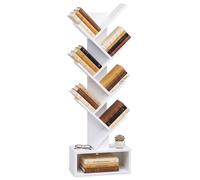 VOUNOT® Bibliothèque arbre étagère à livres 38x19x113cm - Anti-basculement - Blanc