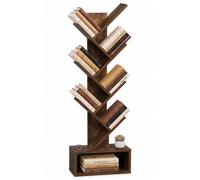 VOUNOT® Bibliothèque arbre étagère à livres 38x19x113cm - Anti-basculement - Marron Rustique