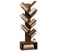 vounot® Bibliothèque Arbre Étagère à Livres 38x19x113cm Marron Rustique | Rangement pour Livres Magazines et CD, Étagère Verticale Peu Encombrante, Anti-basculement, pour Salon Chambre et Bureau