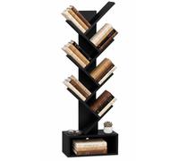 VOUNOT® Bibliothèque Arbre Étagère à Livres 38x19x113cm Noir | Rangement pour Livres Magazines et CD, Étagère Verticale Peu Encombrante, Anti-basculement, pour Salon Chambre et Bureau