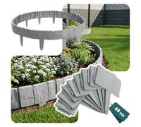 VOUNOT® Bordure de Jardin 10m Imitation Pierre 40 Pièces Gris Clair | Clôture en PP Durable, Forme Modulable, pour Allée Pelouse Parterre, Design Flexible & Facile à Installer
