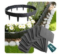 VOUNOT® Bordure de Jardin 10m Imitation Pierre en PP Durable Clôture Gazon Décorative Facile à Installer pour Allée Pelouse Parterre Lot de 40pcs Gris