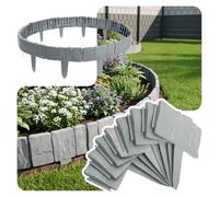 VOUNOT® Bordure de Jardin 20m Imitation Pierre 80 Pièces Gris Clair | Clôture en PP Durable, Forme Modulable, pour Allée Pelouse Parterre, Design Flexible & Facile à Installer