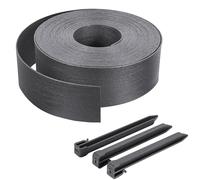 VOUNOT® Bordure de jardin haute flexible en PE - 20 m x H 8 cm Gris - 12 piquets - Épaisseur 3 mm - Résistante aux intempéries