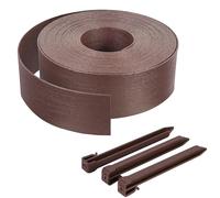 VOUNOT® Bordure de Jardin en PE 20 mètres avec 12 Piquets d’ancrage Bordure de Gazon Flexible Bordurette de Pelouse Aspect Naturel Hauteur 8cm Epaisseur 3mm Marron