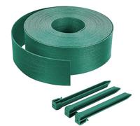VOUNOT® Bordure de Jardin en PE 20 mètres avec 12 Piquets d’ancrage Bordure de Gazon Flexible Bordurette de Pelouse Aspect Naturel Hauteur 8cm Epaisseur 3mm Vert