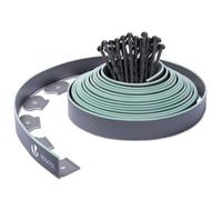 VOUNOT® Bordure de Jardin en Plastique 10 mètres avec 30 Piquets d'ancrage Bordurette de Pelouse Bordure de Gazon Flexible Idée de Jardin Hauteur 50mm Epaisseur 4mm Gris Bordé de Vert Clair