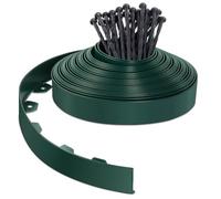 VOUNOT® Bordure de Jardin en Plastique 20 mètres avec 40 Piquets d'ancrage Bordurette de Pelouse Flexible Bordure de Gazon avec piquets Solides Idée de Jardin Hauteur 50mm Vert