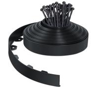 VOUNOT® Bordure de Jardin en Plastique 20 mètres avec 40 Piquets d'ancrage Bordurette de Pelouse Flexible Bordure de Gazon avec piquets Solides Idée de Jardin Hauteur 50mm Noir