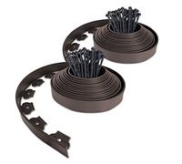 VOUNOT® Bordure de jardin flexible plastique 20m avec 60 piquets marron - hauteur 5cm - épaisseur 4mm - résistante aux intempéries