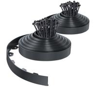 VOUNOT® Bordure de Jardin en Plastique 40 mètres avec 80 Piquets d'ancrage Bordurette de Pelouse Flexible Bordure de Gazon avec piquets Solides Idée de Jardin Hauteur 50mm Anthracite