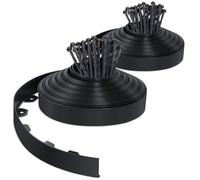 VOUNOT® Bordure de jardin flexible en PVC - 40 m x H 5 cm Noir - 80 piquets - Résistante aux intempéries