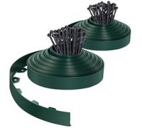 VOUNOT® Bordure de Jardin en Plastique 40 mètres avec 80 Piquets d'ancrage Bordurette de Pelouse Flexible Bordure de Gazon avec piquets Solides Idée de Jardin Hauteur 50mm Vert