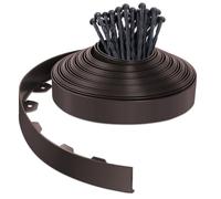 VOUNOT® Bordure de jardin flexible en PVC - 20 m x H 5 cm Marron - 40 piquets - Résistante aux intempéries