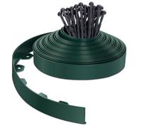 VOUNOT® Bordure de jardin flexible en PVC - 20 m x H 5 cm Vert - 40 piquets - Résistante aux intempéries