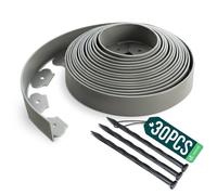 VOUNOT® Bordure de jardin flexible plastique 10m avec 30 piquets gris - hauteur 5cm - épaisseur 4mm - résistante aux intempéries