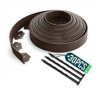 VOUNOT® Bordure de jardin flexible plastique 10m avec 30 piquets marron - hauteur 5cm - épaisseur 4mm - résistante aux intempéries