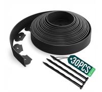 VOUNOT® Bordure de jardin flexible plastique 10m avec 30 piquets noir - hauteur 5cm - épaisseur 4mm - résistante aux intempéries