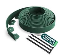 VOUNOT® Bordure de jardin flexible plastique 10m avec 30 piquets vert - hauteur 5cm - épaisseur 4mm - résistante aux intempéries
