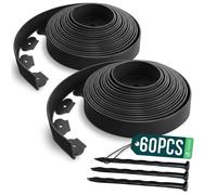 VOUNOT® Bordure de jardin flexible plastique 20m avec 60 piquets noir - hauteur 5cm - épaisseur 4mm - résistante aux intempéries
