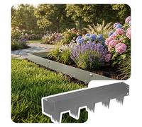 VOUNOT® Lot de 10 Bordure de jardin en métal galvanisé 106x18cm gris - épaisseur 1.5mm - clôture flexible et résistante 10M