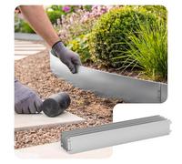 VOUNOT® Bordure de Jardin Gazon en Métal Galvanisé 15M Bordure de Séparation Résistante Clôture Flexible de Pelouse Epaisseur 0.7mm 100x13cm Lot de 15pcs pour Jardin Plantes Potager
