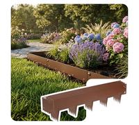 VOUNOT® Lot de 5 Bordure de jardin en métal galvanisé 106x18cm marron - épaisseur 1.5mm - clôture flexible et résistante 5M