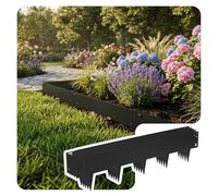 VOUNOT® Lot de 5 Bordure de jardin en métal galvanisé 106x18cm noir - épaisseur 1.5mm - clôture flexible et résistante 5M