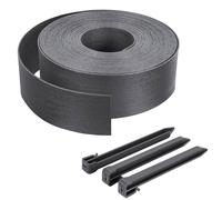 VOUNOT® Bordure de jardin haute flexible 10M en PE avec 6 piquets - hauteur 8cm - epaisseur 3mm - gris