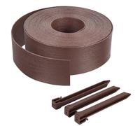 VOUNOT® Bordure de jardin haute flexible 10M en PE avec 6 piquets - hauteur 8cm - epaisseur 3mm - marron