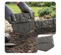VOUNOT® Bordure de jardin imitation pierre 10.7m gris - Hauteur 14cm - Clôture gazon décorative ultra résistant - Lot de 70