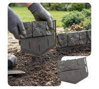 VOUNOT® Bordure de Jardin Imitation Pierre 2.14m Ultra Résistant sans Tranchées à Creuser Clôture Gazon Décorative Facile à Installer pour Allée Pelouse Parterre Lot de 14pcs Gris