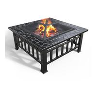 VOUNOT® Brasero extérieur 3 en 1 avec housse de protection - 81x81x45cm - pour jardin terrasses et balcon