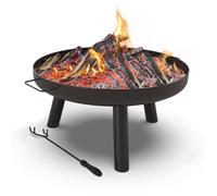 VOUNOT® Brasero extérieur Ø60cm - métal - avec grille et tisonnier - chauffage à charbon de bois noir