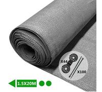 VOUNOT® Brise vue occultant en HDPE 150g/m² 1.5x20m avec attaches de fixation gris