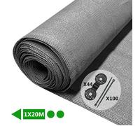 VOUNOT® Brise vue occultant en HDPE 150g/m² 1x20m avec attaches de fixation gris