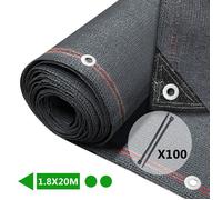 VOUNOT® Brise vue occultant en HDPE 230g/m² 1.8x20m avec attaches de fixation anthracite