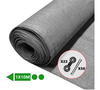 VOUNOT® Brise vue occultant en HDPE 90g/m² 1x10m avec attaches de fixation gris