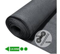 VOUNOT® Brise vue occultant en HDPE 90g/m² 1x20m avec attaches de fixation anthracite