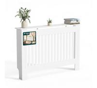 vounot® Cache-Radiateur à Lattes Verticales 78×19×82 cm Blanc | Bonne Circulation d'air, Tablette Supérieure, Découpe pour Plinths, Kit Anti-basculement, pour Salon Chambre Entrée ou Bureau