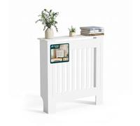 vounot® Cache-Radiateur à Lattes Verticales 78×19×82 cm Blanc | Bonne Circulation d'air, Tablette Supérieure, Découpe pour Plinths, Kit Anti-basculement, pour Salon Chambre Entrée ou Bureau