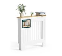 vounot® Cache-Radiateur à Lattes Verticales 78×19×82 cm Blanc Chêne | Bonne Circulation d'air, Tablette Supérieure, Découpe pour Plinths, Kit Anti-basculement, pour Salon Chambre Entrée ou Bureau